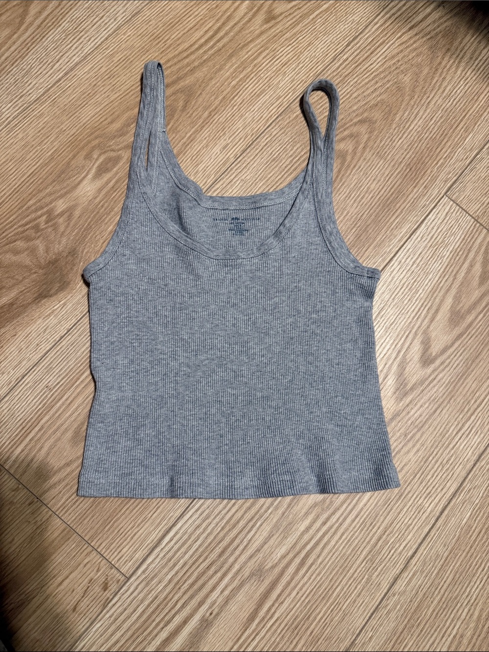 Brandy Melville Gray Ribbed Scoop Neck Tank